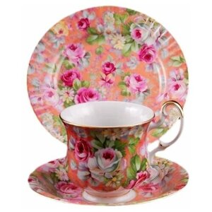 Чайный набор для завтрака 250 мл на 1 персону 3 предмета Leander "Моника /Мелкие розочки /розовая"158154