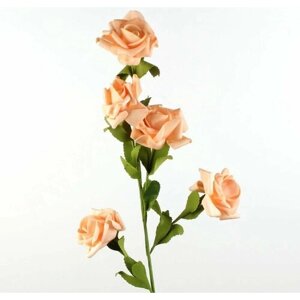 Цветок розы 60 см 5 головок из фоамирана персиковые