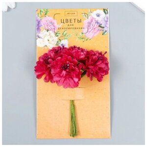 Цветы для декорирования "Пион садовый бордо" 1 букет=6 цветов 10 см
