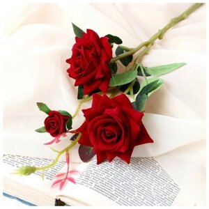 Цветы искусственные "Розы с шипами" 40 см d-7 см, красный
