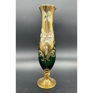 Декоративная ваза с лепным декором, стекло, роспись, золочение, Италия, 1970-1990 гг.