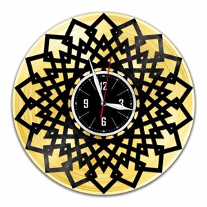 Декоративные - настенные часы из виниловой пластинки (с золотой подложкой)