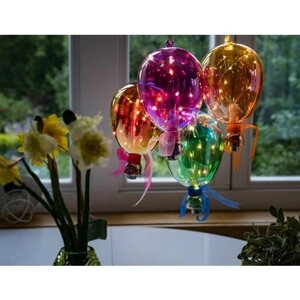Декоративный светильник подвесной воздушный шарик, фиолетовый, 10 тёплых белых микро LED-огней, 12x21 см, таймер, батарейки, Kaemingk 895949-2