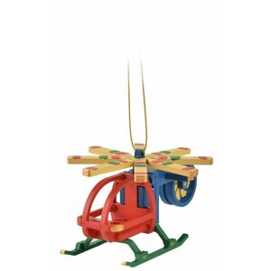Деревянная елочная игрушка ручной работы "Вертолет малый ", Ретро новогодние украшения в подарок