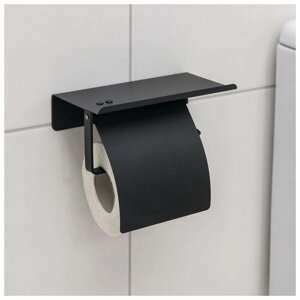 Держатель для туалетной бумаги с полочкой, 1810,314 см, цвет чёрный