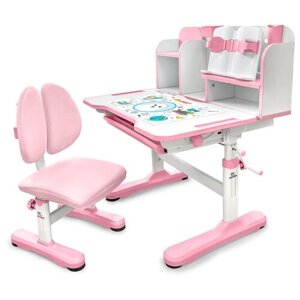Детская растущая парта стол (длина столешницы 77 см) и стул (мягкое кресло) Panda pink BD-28 PN без лампы