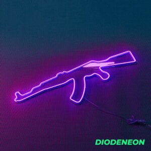 DIODENEON / Неоновый светильник АК-47 Розовый 76х24 см, неоновая вывеска, гибкий неон, ночник