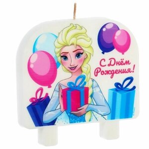 Disney Свеча в торт "С Днем Рождения! Холодное сердце, 8х8 см