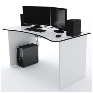 Дизайн Фабрика компьютерный стол SURF, ШхГхВ: 140х71.6х73.2 см, цвет: белый/черный