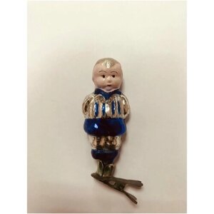 Елочная игрушка Футболист, антикварная елочная игрушка 1950-60-х гг.