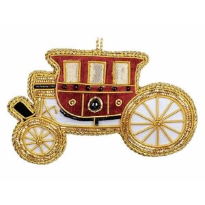 Елочная игрушка карета, серия золотое рукоделие, 10 см, подвеска, Goodwill IF10071