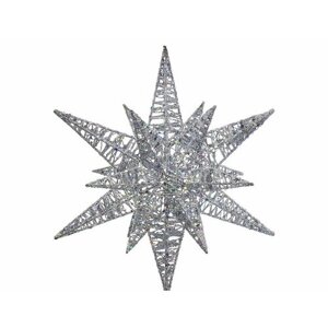 Ёлочная верхушка рождественская звезда объёмная мерцающая, серебряная, 42 см, Kurts Adler