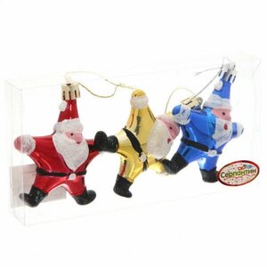 Ёлочные игрушки «Звездный Дед Мороз» 9см микс цветов (набор 3шт)