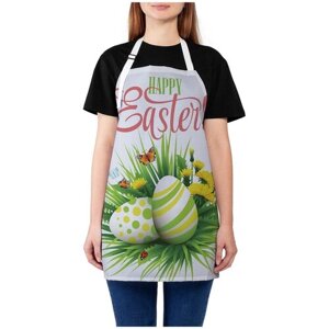 Фартук кухонный JoyArty "Пасхальные яйца на траве", универсальный размер для женщин и мужчин