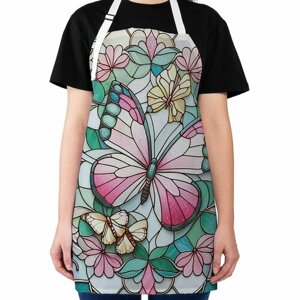 Фартук кухонный JoyArty "Витражные бабочки", универсальный размер для женщин и мужчин