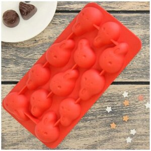 Форма для леденцов и шоколадных конфет "Крик", 12 ячеек, красный