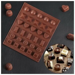 Форма для шоколада Доляна 'Коробка конфет'27х23х1,5 см, 30 ячеек