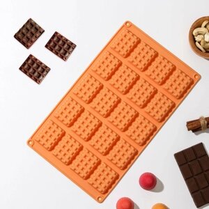 Форма для шоколада Доляна «Вафли», силикон, 17301 см, 20 ячеек (4,33,3 см), цвет микс
