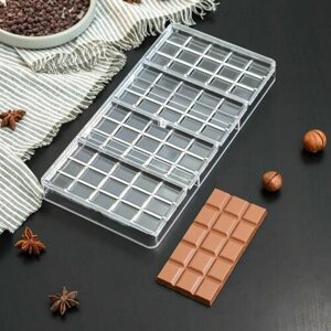 Форма для шоколада и конфет Плитка, 33х16,5х3 см, 60 ячеек, цвет прозрачный
