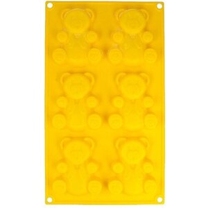 Форма силиконовая S-CHIEF для пирожных SPC-0334 30.5 x 18 x 1.8 см мишки-6 ячеек