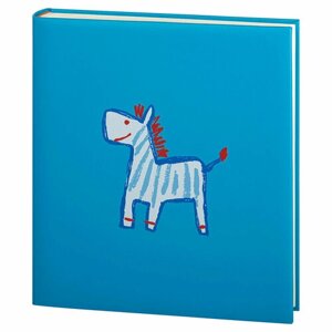 Фотоальбом, альбом с магнитными листами 31х32, 60 страниц (30 листов), зебра, детский рисунок, голубой GF 6267