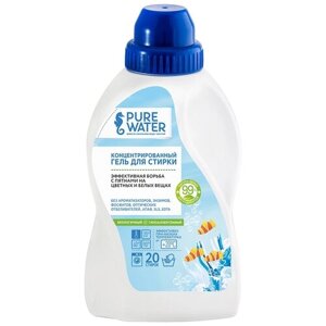 Гель для стирки PURE WATER концентрированный, 0.48 л, для хлопковых тканей, для деликатных тканей