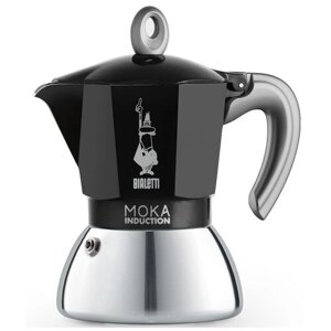 Гейзерная кофеварка Bialetti New Moka Induction 0006934/NP, 0006944/NP, 150 мл, 150 мл, черный