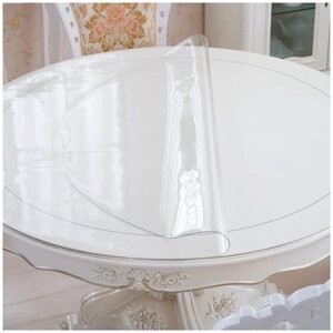 Гибкое стекло, силиконовая прозрачная скатерть Gestia Home, круг, диаметр 58 см, 1,5 мм
