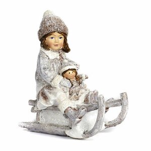 Goodwill Новогодняя фигурка Winter Fun: Девочка Эйла с куклой на санях 11 см MC 38074