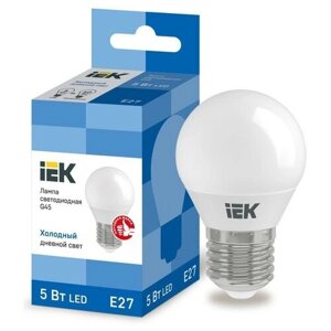 IEK лампа светодиодная ECO G45 5вт шар 6500к E27 230в IEK LLE-G45-5-230-65-E27