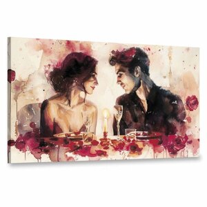 Интерьерная картина 100х60 "Романтические моменты в картине Святого Валентина"