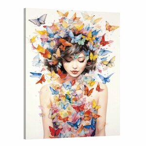 Интерьерная картина 50х70 "Девушка в бабочках"