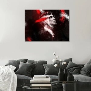 Интерьерная картина на холсте - Томас Шелби арт красно-чёрный Острые козырьки 60х80