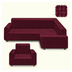 KARTEKS Комплект чехлов на диван и кресло Betsy Цвет: Бордовый (Одноместный, Трехместный)