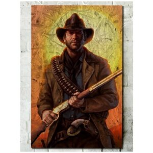 Картина интерьерная на рельефной доске ОСП игра RDR Red Dead Redemption Артур Морган - 6572 В