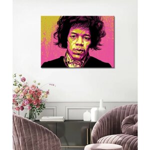 Картина/Картина на холсте для интерьера/Картина на стену/Картина для кухни/Джимми Хендрикс розовая стилизация 50х70