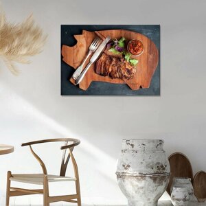 Картина/Картина на холсте для интерьера/Картина на стену/Картина для кухни/сочная свинина 30х40