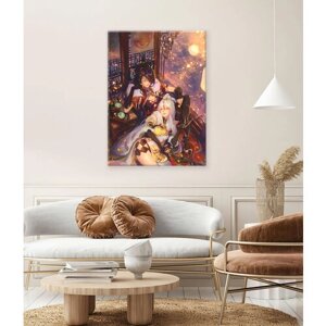 Картина/Картина на холсте/Картина на холсте для интерьера/Картина на стену/Картина в подарок для дома/Нин Гуан и Бэй Доу Genshin Impact 50х70