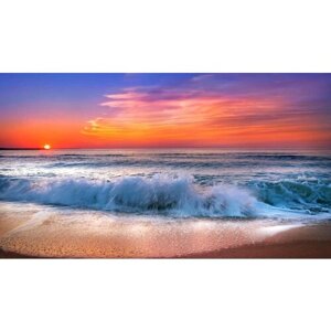 Картина на холсте 110x60 LinxOne "Море sea закат wave sunset" интерьерная для дома / на стену / на кухню / с подрамником