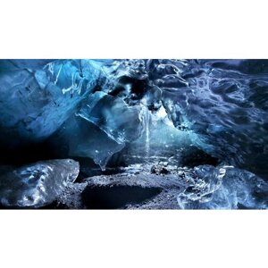 Картина на холсте 60x110 Альянс Лес "Холод вода лёд" на подрамнике / интерьер/ декор