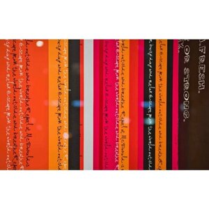 Картина на холсте 60x110 LinxOne "Полосы, слова, текст, надпись, разноцветный" интерьерная для дома / на стену / на кухню / с подрамником