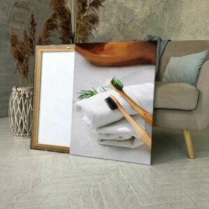 Картина на холсте (бамбуковая зубная щетка мануальная delab eco деревянная) 60x80 см/для интерьера/в комнату/на стену/в подарок