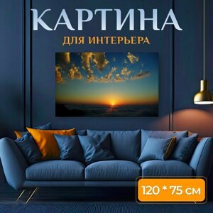 Картина на холсте "Черногоморя, закат, заход солнца" на подрамнике 120х75 см. для интерьера