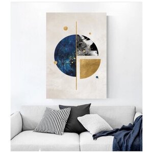 Картина на холсте для интерьера в гостиную/ зал/ спальню "Абстрактный круг", холст на подрамнике 50х70 см