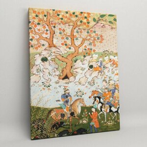 Картина на холсте (интерьерный постер) Картины Шахнаме", с деревянным подрамником, размер 30x40 см