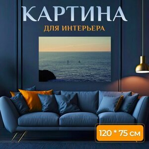 Картина на холсте "Вода, океан, море" на подрамнике 120х75 см. для интерьера