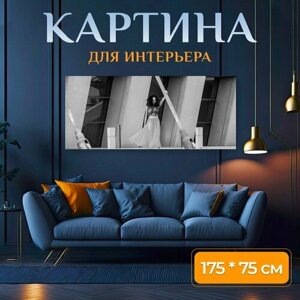 Картина на холсте "Женщина, балерина, танцор" на подрамнике 175х75 см. для интерьера