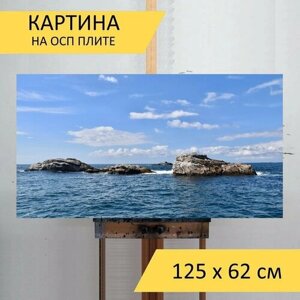 Картина на ОСП "Морской пейзаж, вид на море, море" 125x62 см. для интерьера на стену