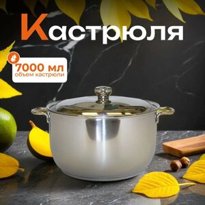 Кастрюля с крышкой Amet Классика, нержавеющая сталь, 7 л