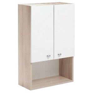Клик Мебель Шкаф для ванной комнаты "Вега 5004" белый/дуб кронберг, 50 х 24 х 80 см